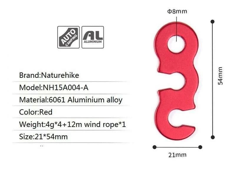 Naturehike 3 Delikli Tokalı 12 mt Kamp Çadırı Rüzgar Halatı — 4