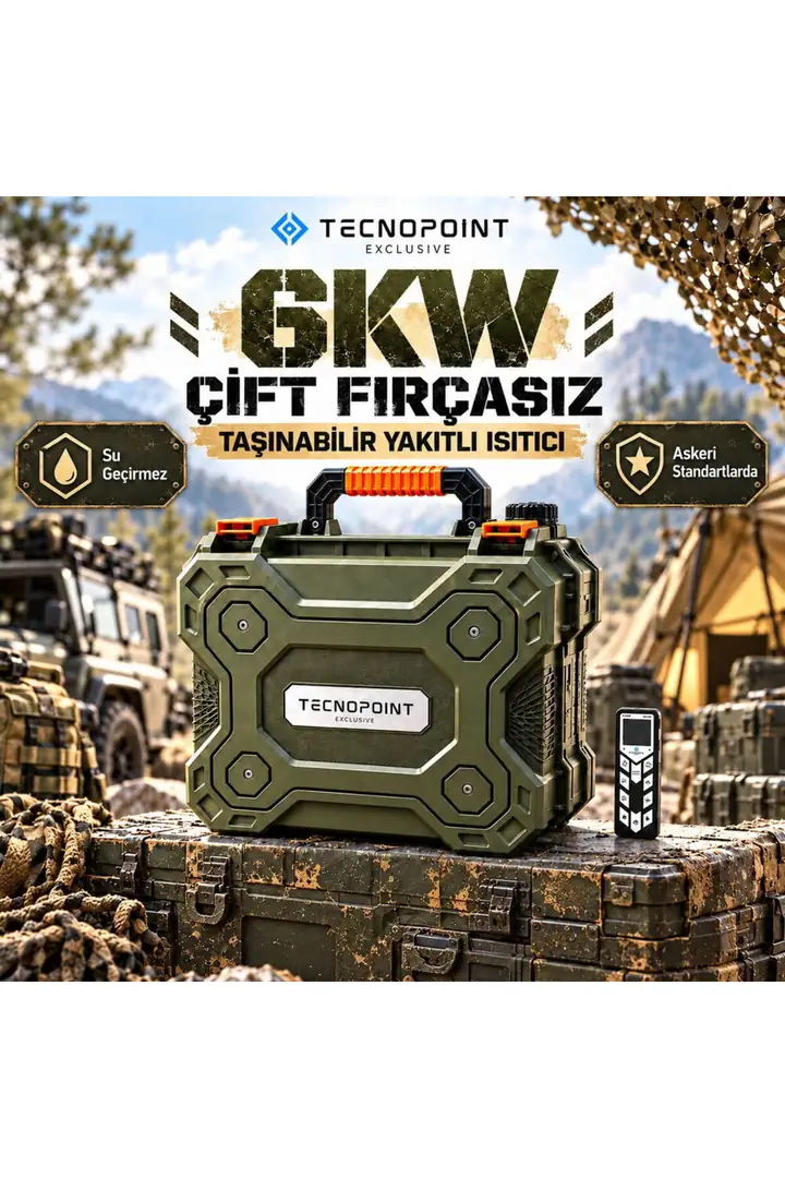Tecnopoint Exclusive 6kW Su Geçirmez Taşınabilir Dizel Isıtıcı (Webasto Tipi) Çift Fırçasız 12V/24V/220V