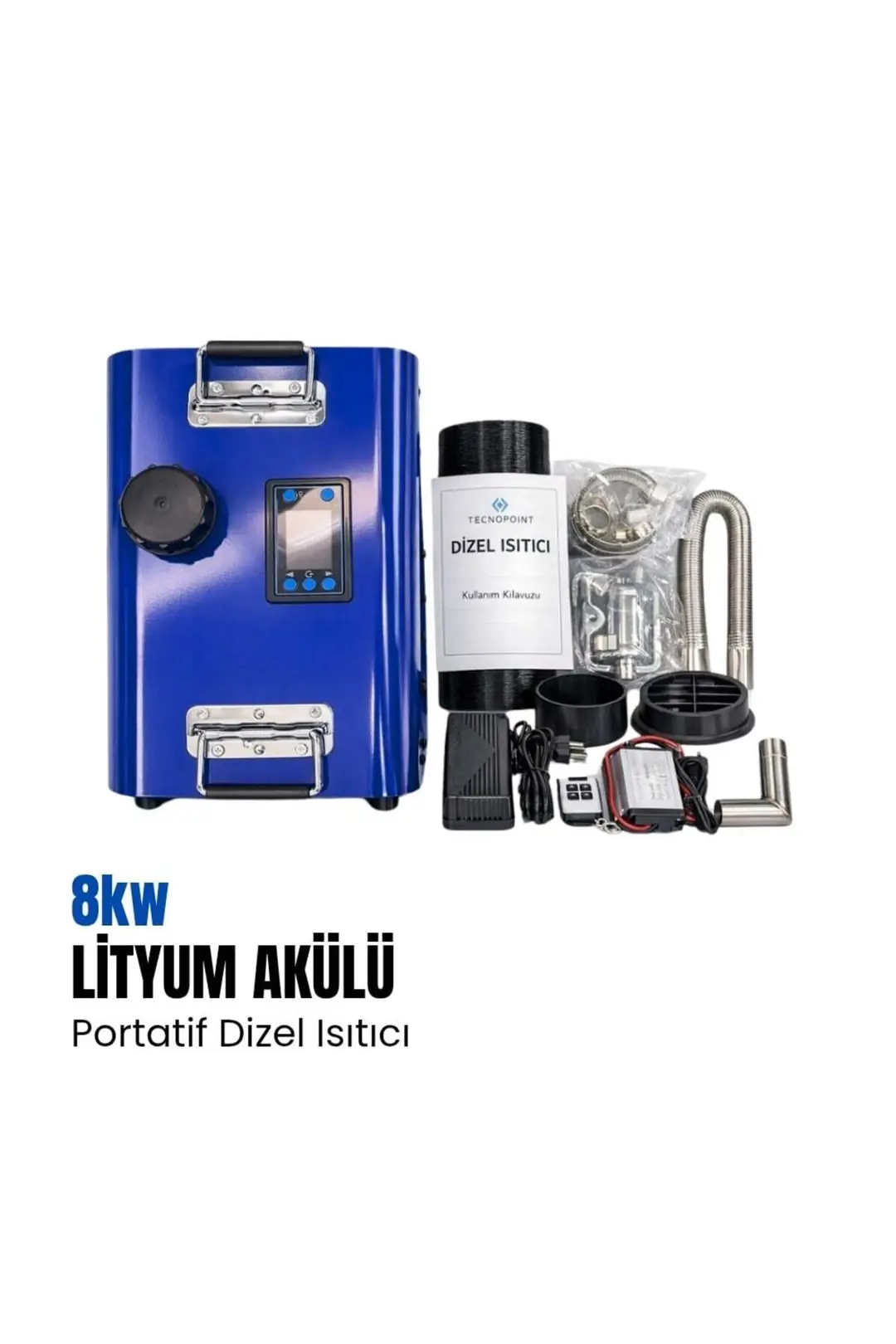Tecnopoint 8kW Lityum Akülü Taşınabilir Dizel Isıtıcı (Webasto Tipi) 12V/24V/220V — 3