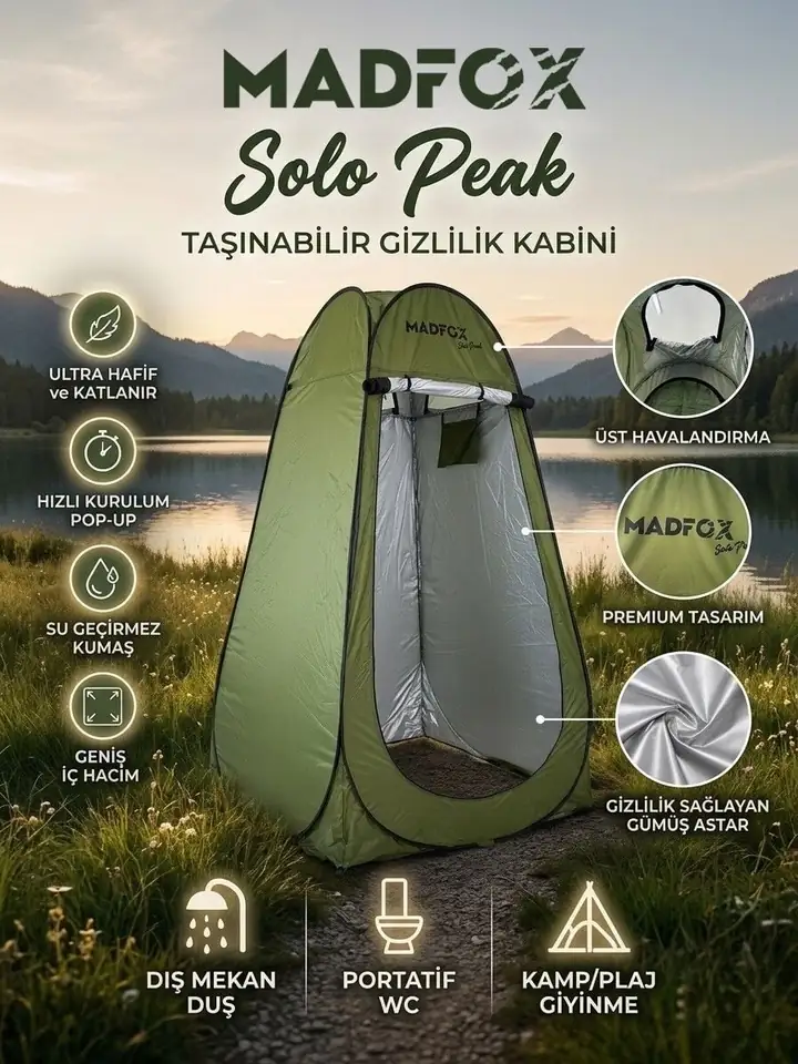 Madfox Solopeak Pop-Up Duş Wc Ve Giyinme Çadırı — 5