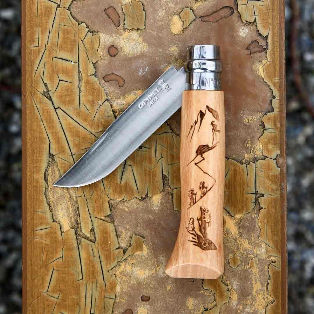 Opinel Inox No 08 Alpine Macera Yürüyüş Desenli Paslanmaz Çelik Çakı