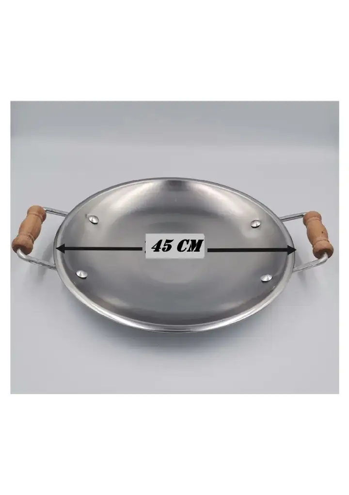 Kapaksız Sac Tava Ahşap Kulplu No:6 45cm — 3