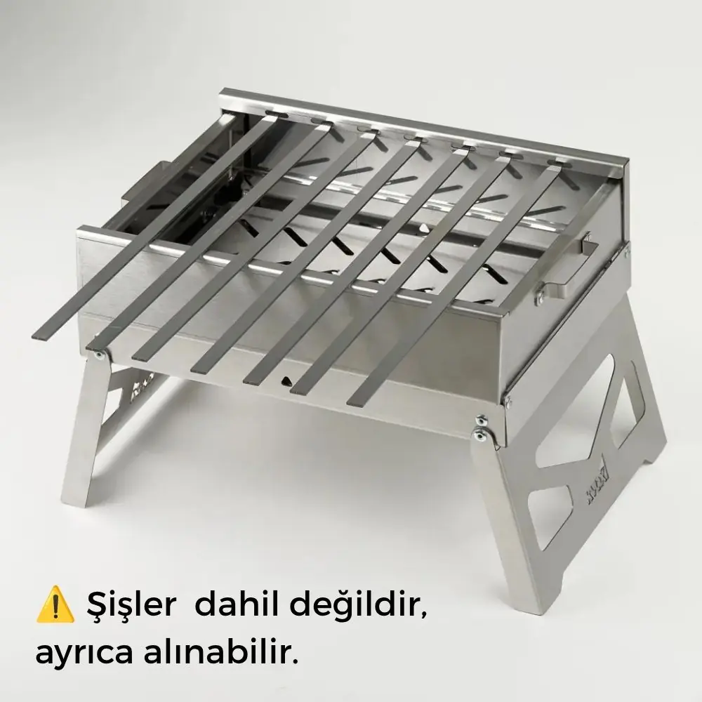 Kvox M1.3 Alev Yapmayan Katlanabilir Inox Mangal — 5