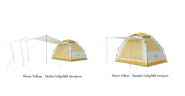 Naturehike Ango ES60 Gölgelikli Otomatik Kurulum Kamp Çadırı Thorn Yellow - Standart — 2