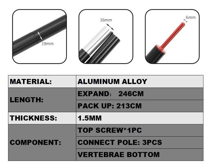 Madfox Çadır Direği 2.8 Mt [Çadır | Tarp | Tente | Branda Direği] — 8