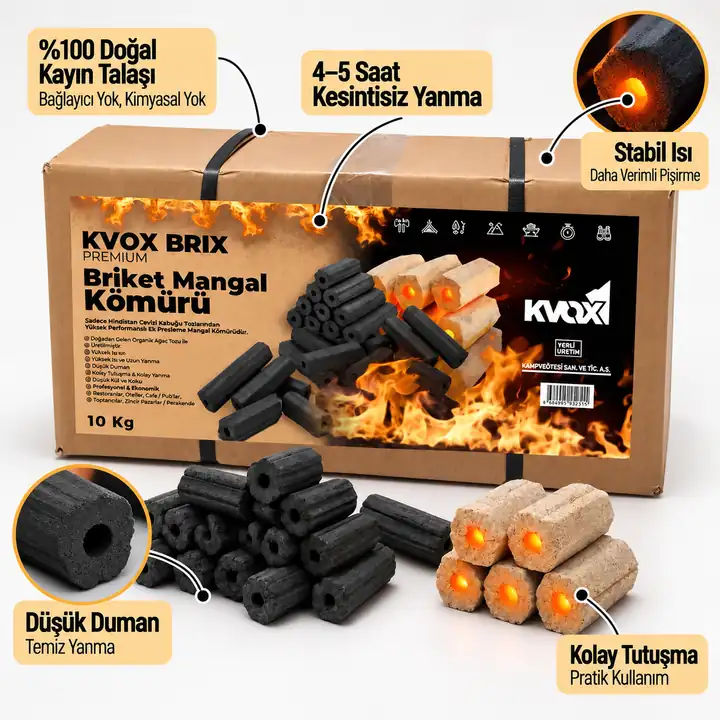KVOX BRIX – Premium Briket Mangal Kömürü (10KG)
