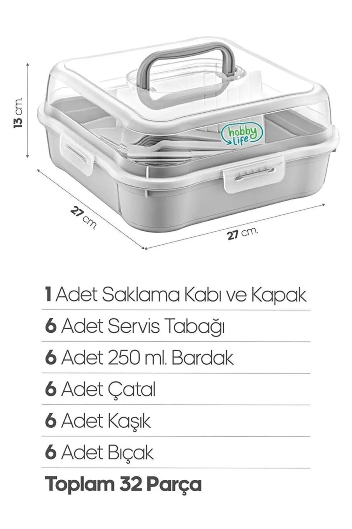 32 Parça 6 Kişilik Çantalı Magic Piknik Seti