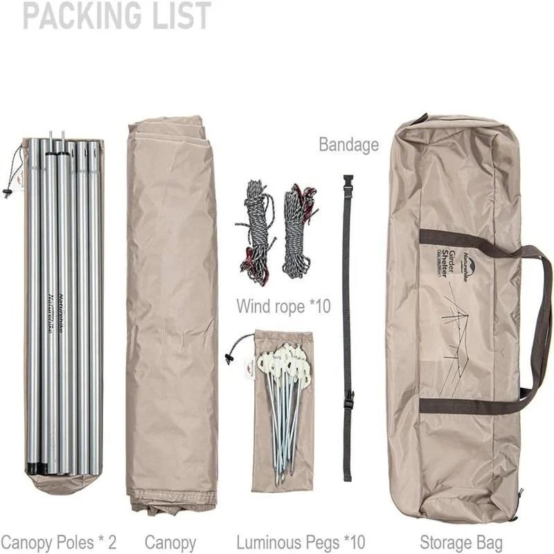Naturehike Square Glamping 3x5 mt Tarp [Güneş ve Rüzgar Koruma Tentesi] Quicksand Gold