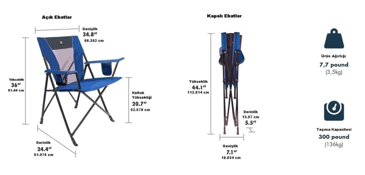 Gci Outdoor Comfort Pro Chair™ Katlanır Kamp Sandalyesi Mavi