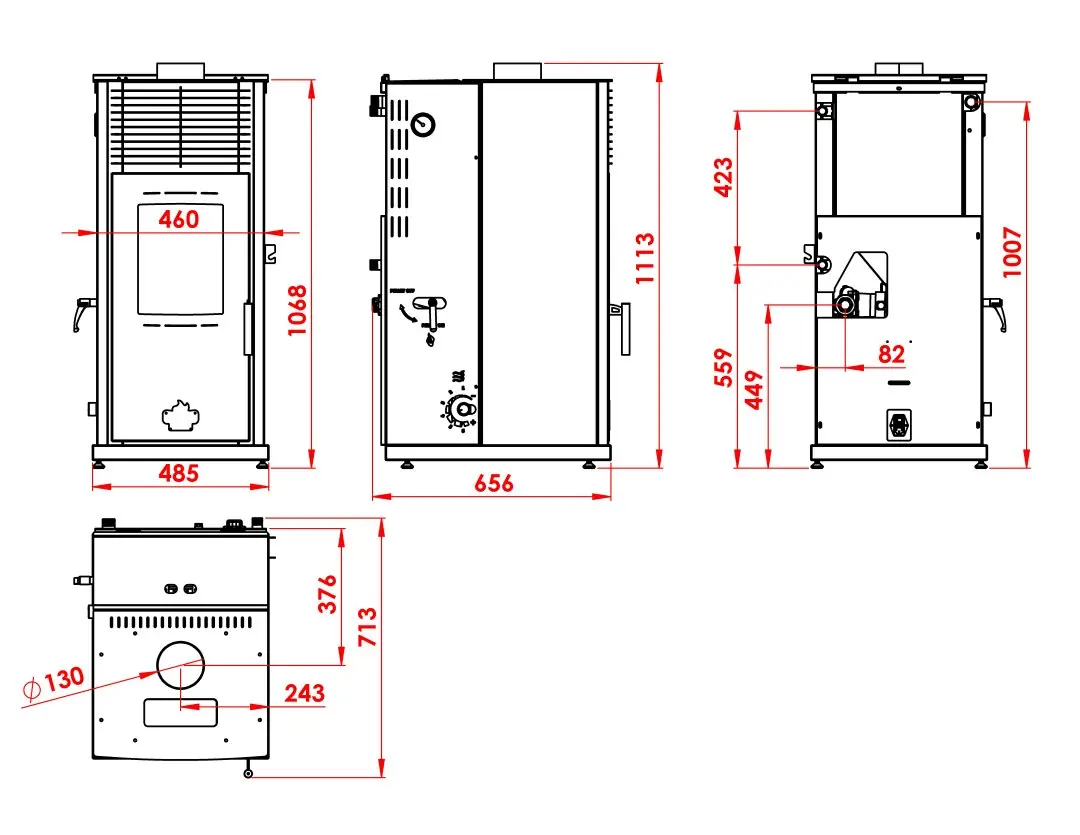 Baba's Stove Hidro H Manuel Kalorifer Bağlantılı Pelet Sobası 14 kW - Müstakil Ev, Köy Evi, Bağ Evi — 3