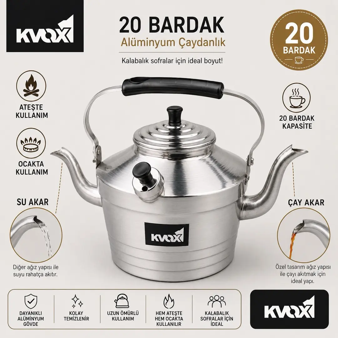 Kvox Çift İbrikli Çoban Çaydanlığı Semaver — 3