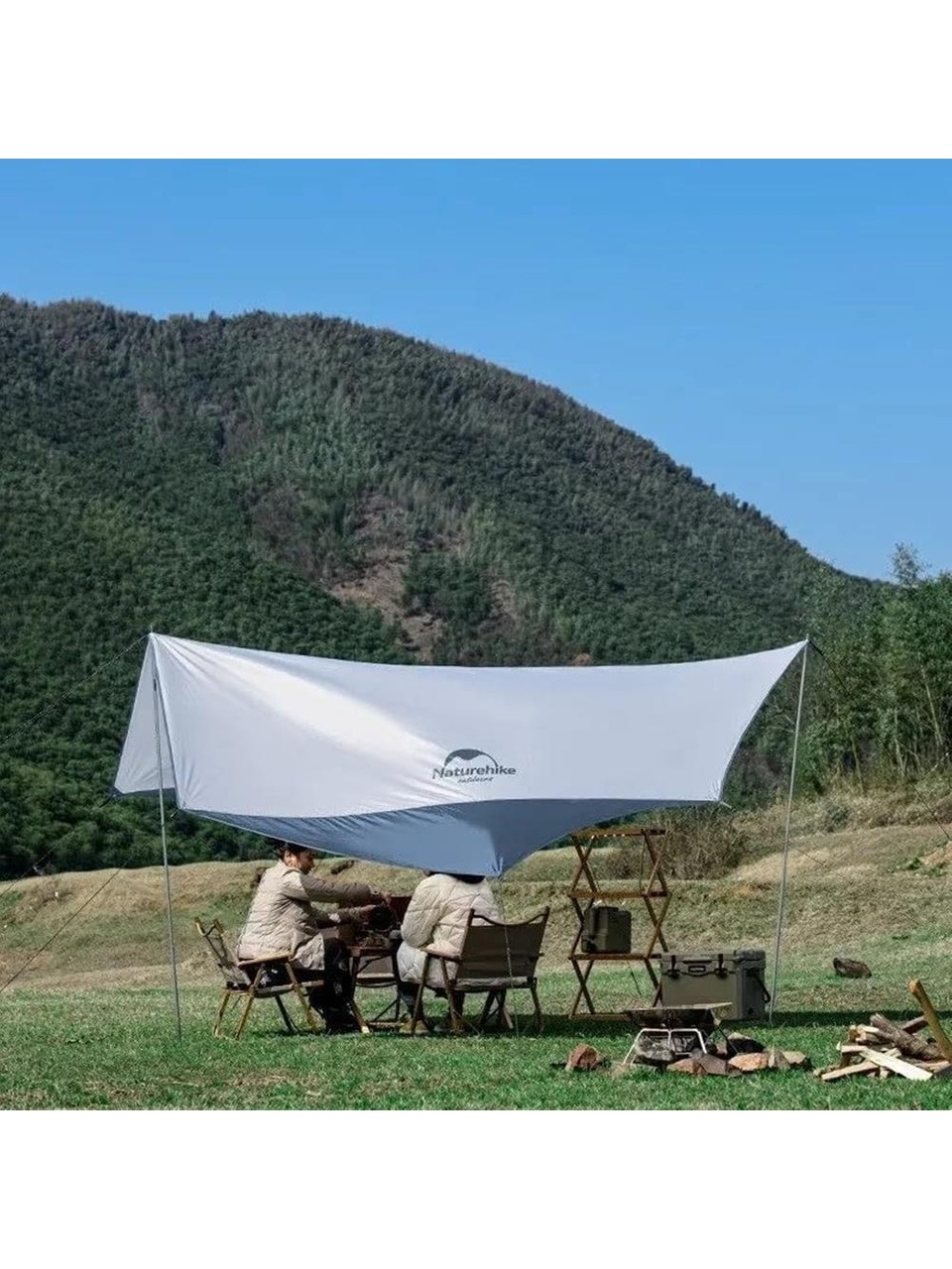 Naturehike Hexagon Sunrise Canopy 5.2x4.6 mt Tarp [Güneş ve Rüzgar Koruma Tentesi] Grey/Blue