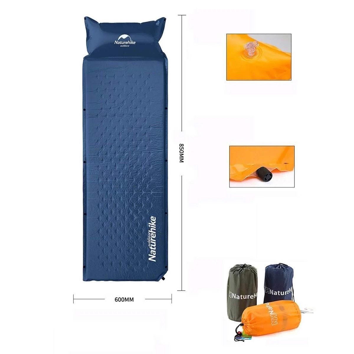 Naturehike Ultralight Şişme Kamp Matı | 185*60*2.5 cm  - Lacivert