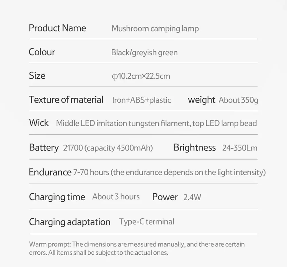 Naturehike Mushroom Glamping Kamp Lambası 350 Lümen-Greyish Green — 2