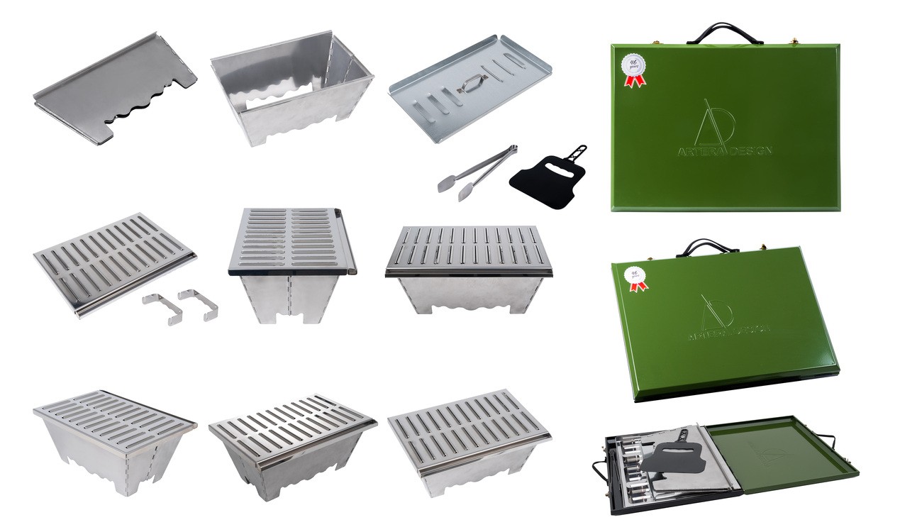Zugspitzar Artera Metal Çantalı Yağ Oluklu Katlanır Mangal