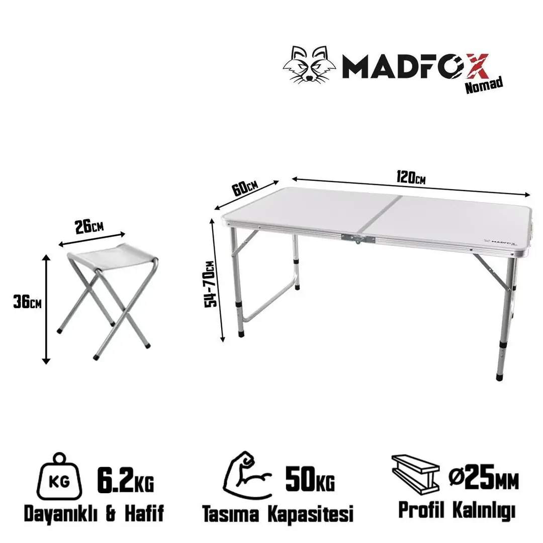Madfox Nomad Duo Tabureli Katlanır Kamp Masası Seti — 3
