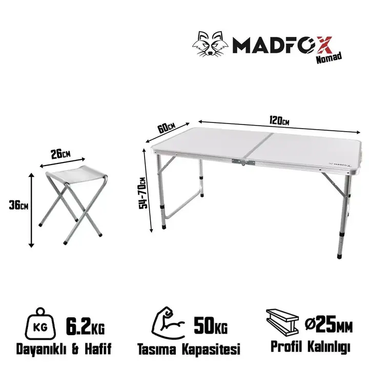 Madfox Nomad Duo Tabureli Katlanır Kamp Masası Seti — 3