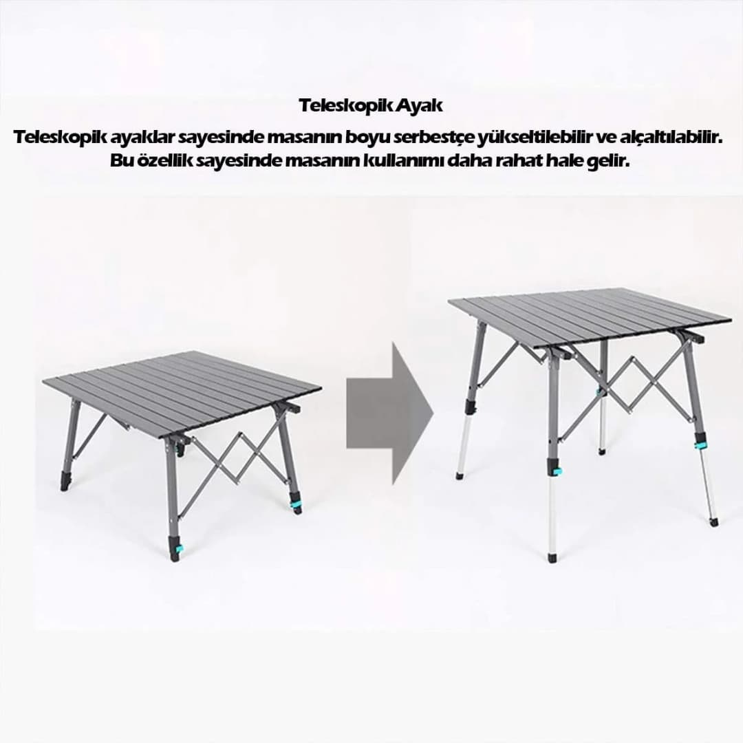 Madfox Skylite – Yükseklik Ayarlı Katlanır Kamp Masası (70×70×45-70 cm) — 3