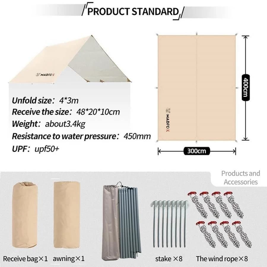 Madfox Oem Tarp 4X3 Mt [ Güneş Ve Rüzgar Koruma Brandası ] — 4