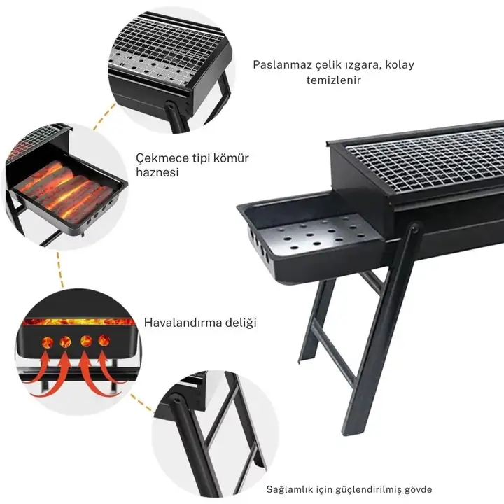 Madfox Cookout Portatif Katlanır BBQ Mangal BLACK — 7