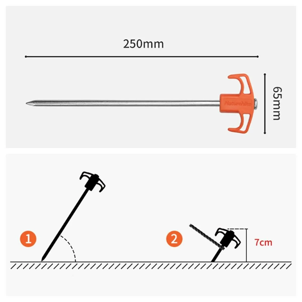 Naturehike Çadır Kazığı 25cm ( Galvanizli Demir ) (2Pcs) — 2