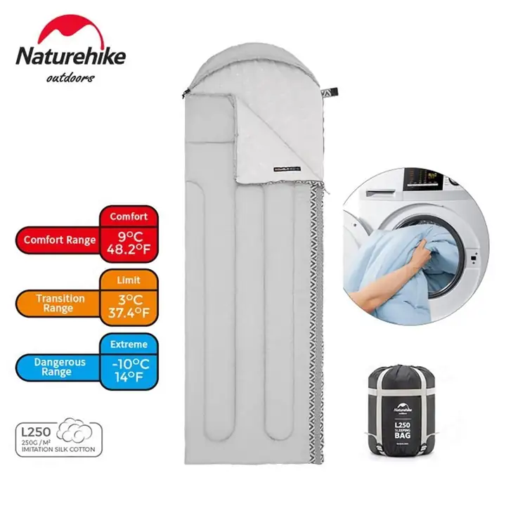 Naturehike L250 Zarf Tarzı Kapüşonlu Uyku Tulumu -10°C — 2