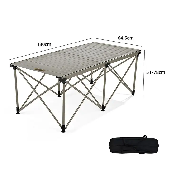 CAMPFESTO Horizon Katlanabilir Outdoor Masa 130x64,5 cm Ayarlanabilir Yükseklikli Kamp & Piknik Masası — 3