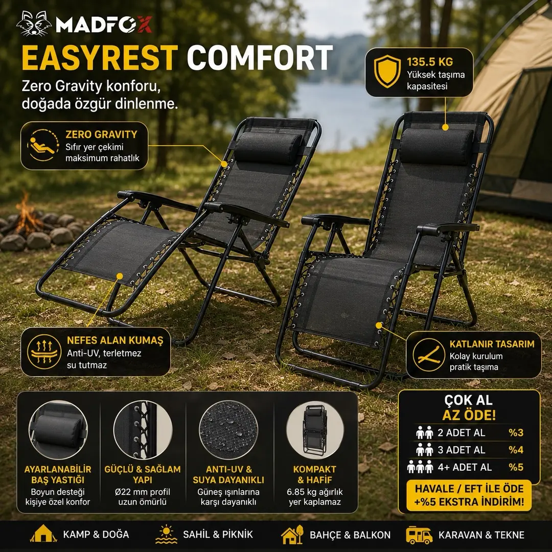Madfox EasyRest Katlanır Şezlong Sandalye — 2