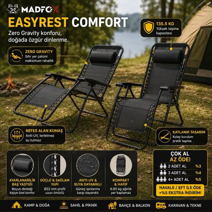 Madfox EasyRest Katlanır Şezlong Sandalye — 2
