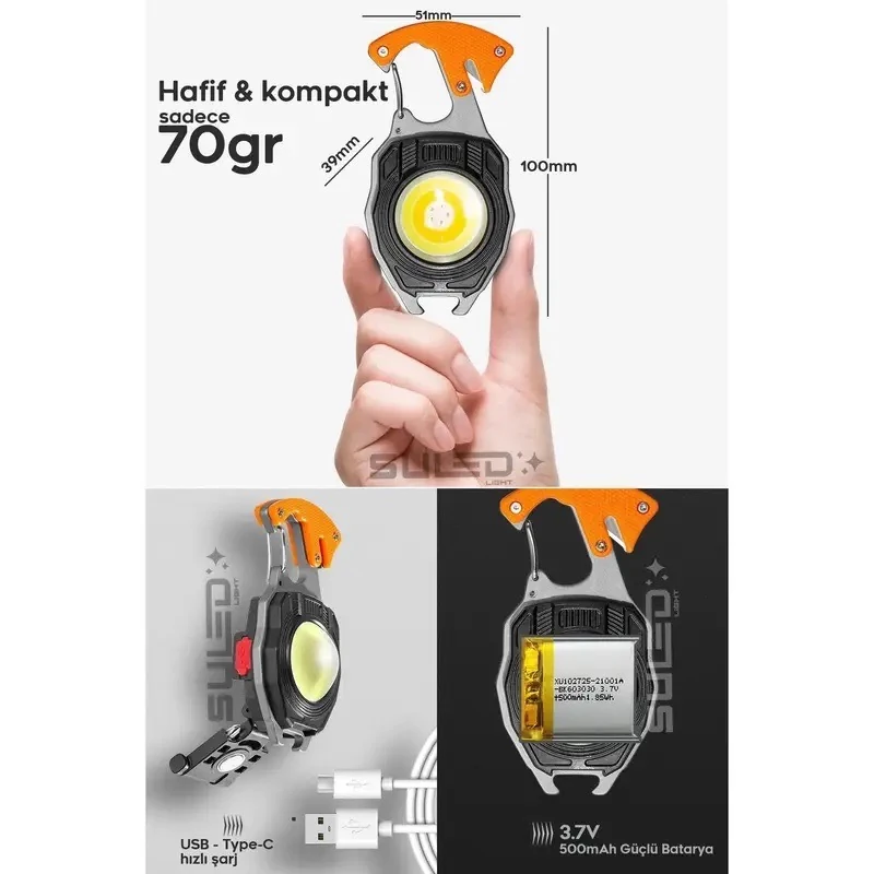 SAFE-KEY Çok Amaçlı Işık “Cebindeki Hayatta Kalma Kiti” 