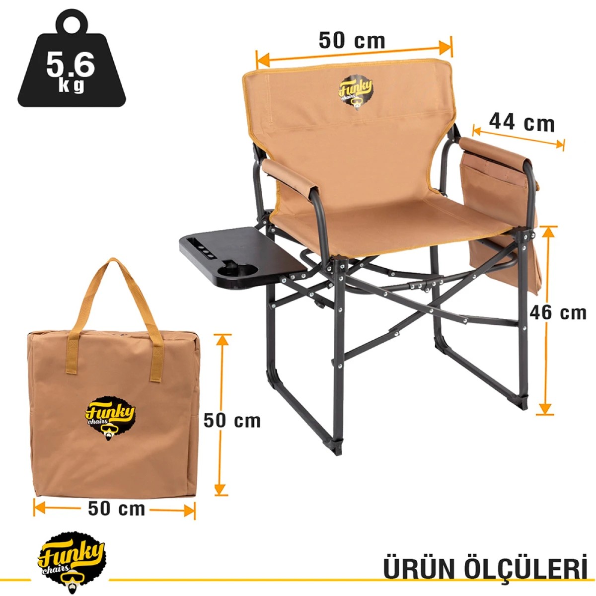 FUNKY CHAIRS Extra Katlanabilir L Kamp Koltuğu - Toprak