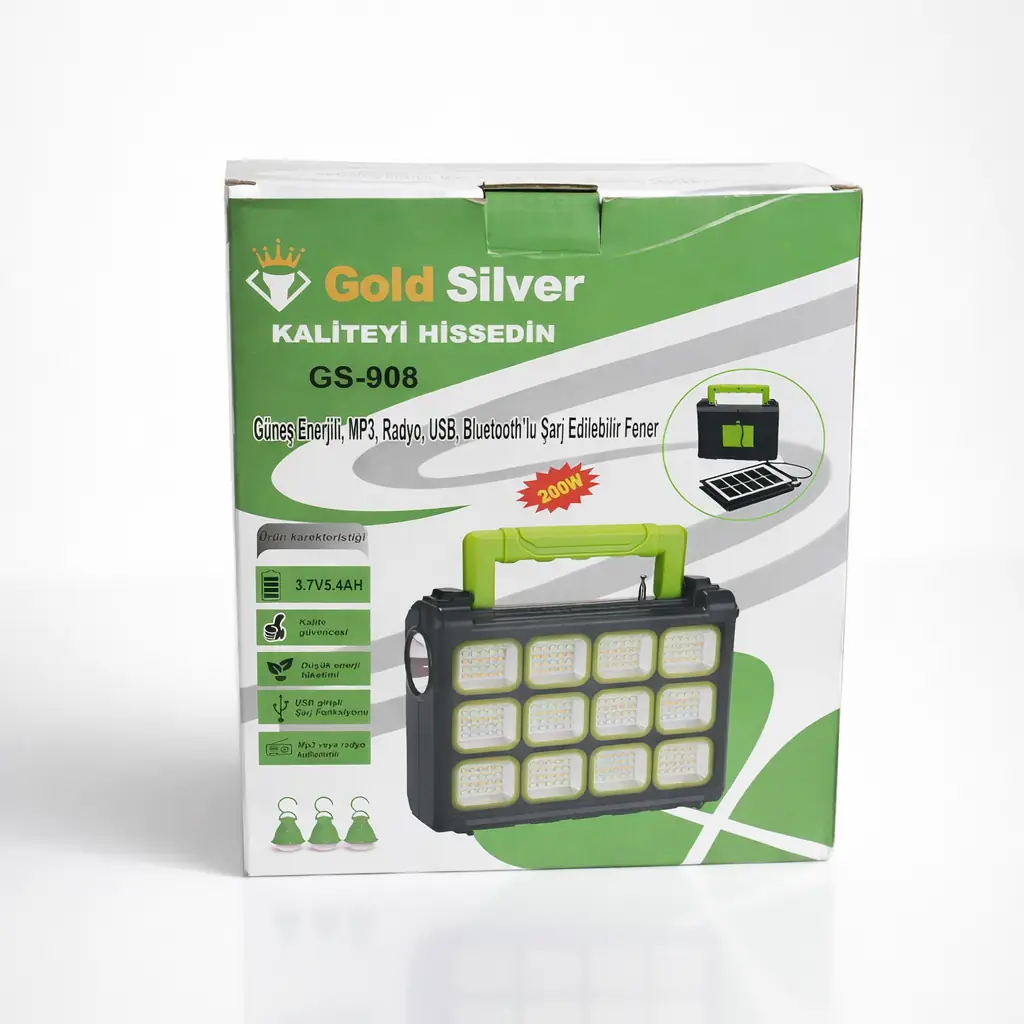 Gold Silver GS 908 Güneş Enerjili Mp3 Radyo Işıldak Fener Aydınlatma — 1