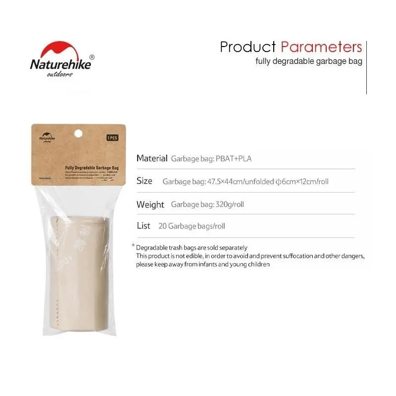 Naturehike Biyolojik 3 Katlı Tamamen Parçalanabilir Çöp Torbası [PBAT + PLA] — 2