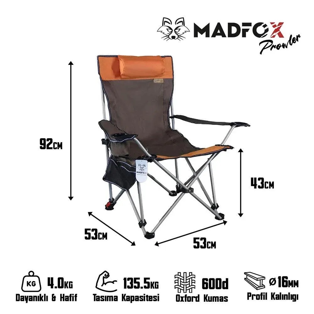 * Defolu * Madfox Prowler 3 Kademeli Yatabilen Kamp Sandalyesi