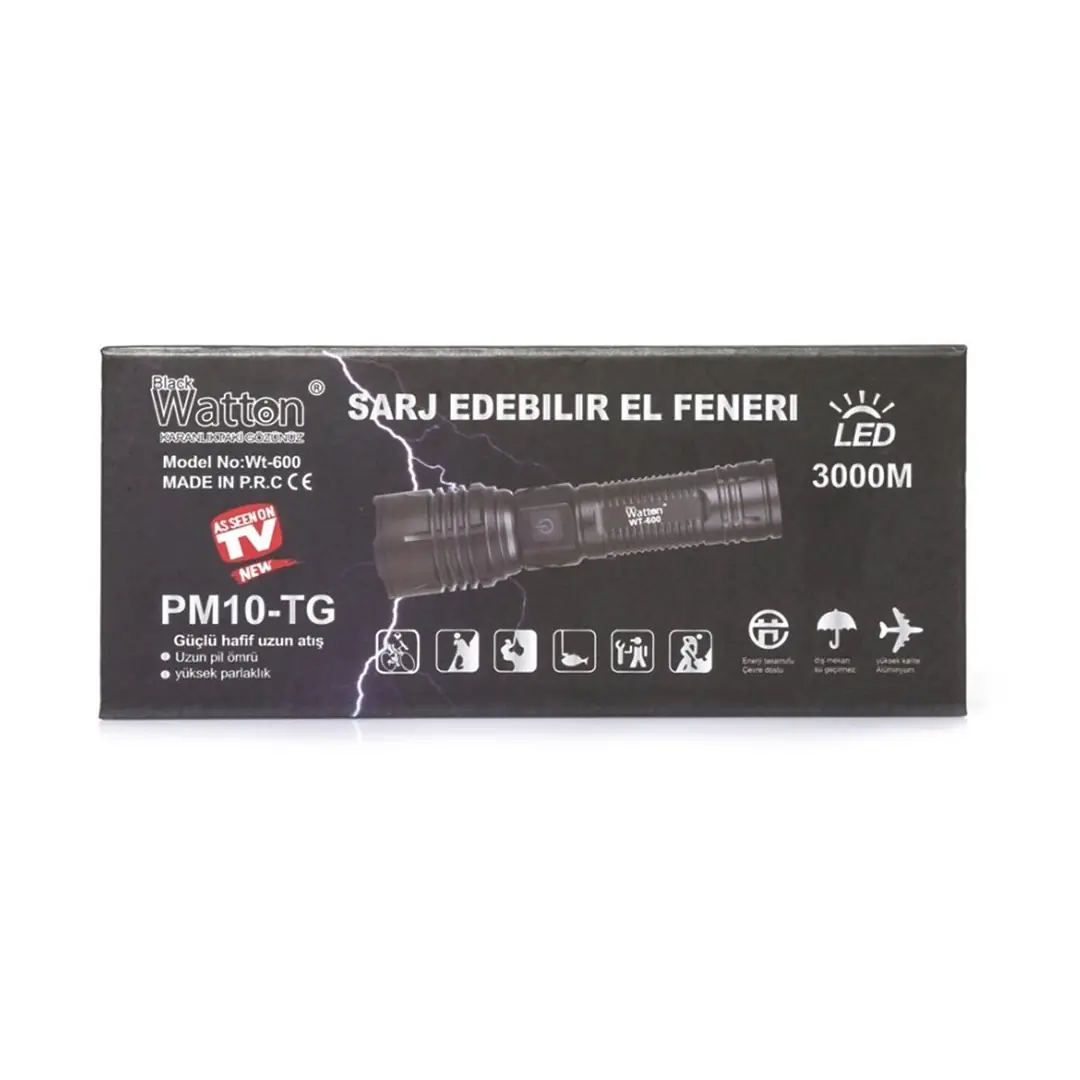 Watton Güçlü El Feneri 3000 Lümen WT-600 — 6