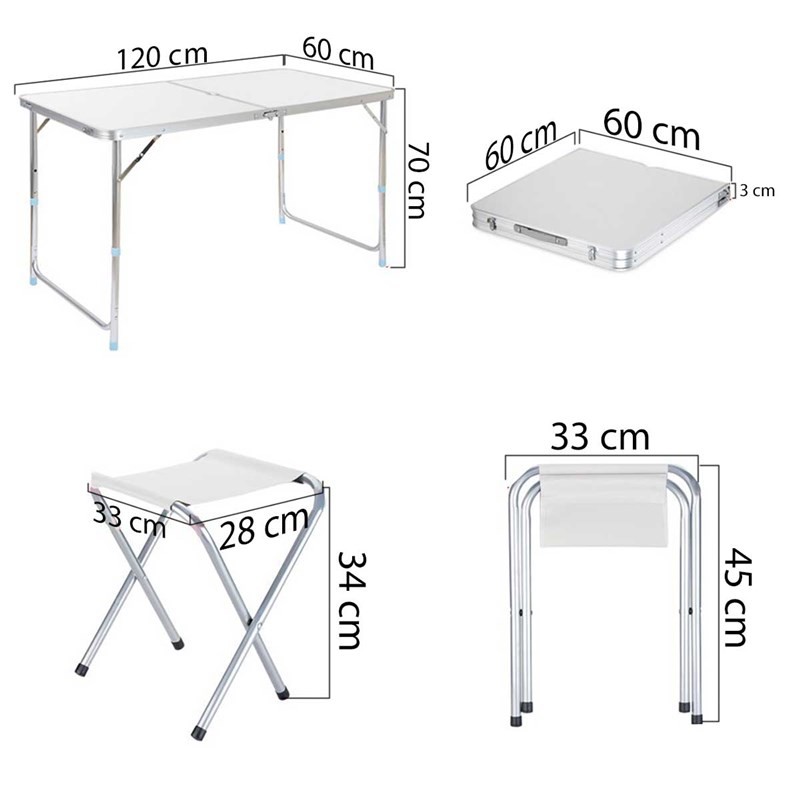 FUNKY CHAIRS Tabureli Katlanabilir Piknik Masası Seti