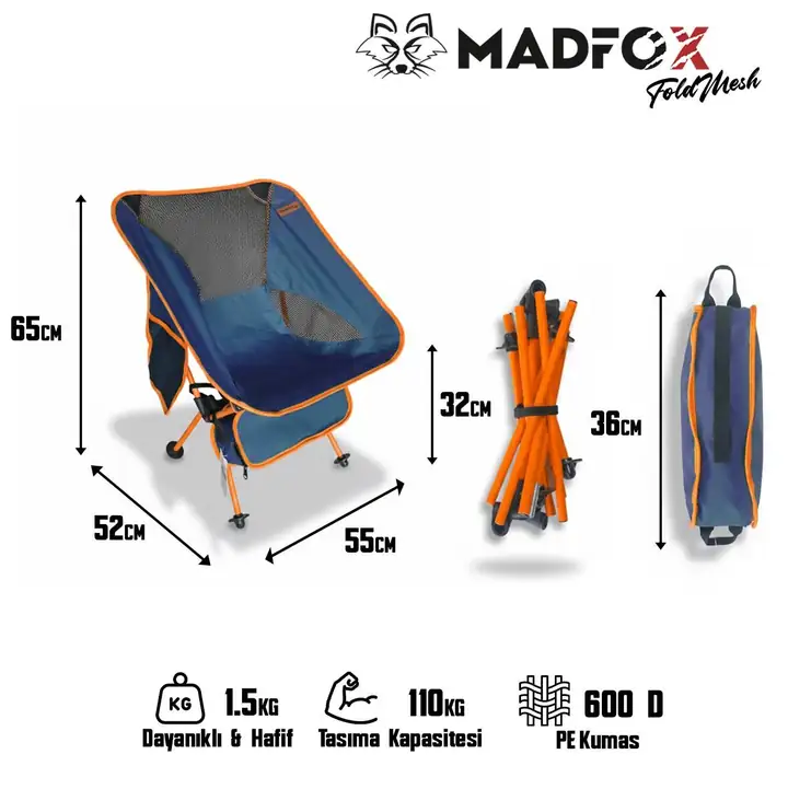 Madfox FoldMesh Mini Kompakt Katlanır Sandalye — 6