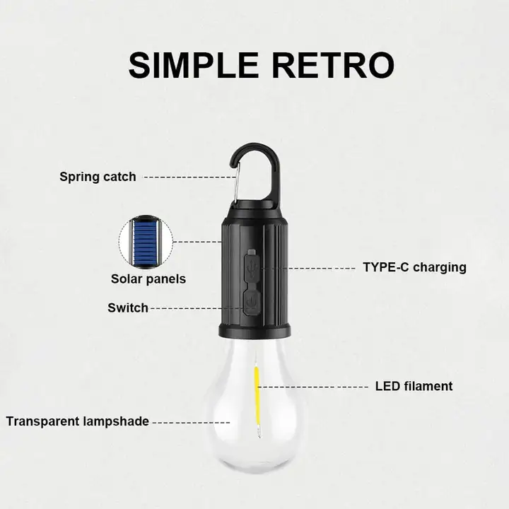 Güneş Enerjili LED Kamp Lambası — 6