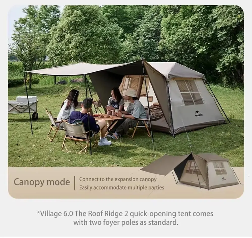 Naturehike Village 5.0 Otomatik Kurulum 4 Kişilik Kamp Çadır — 4