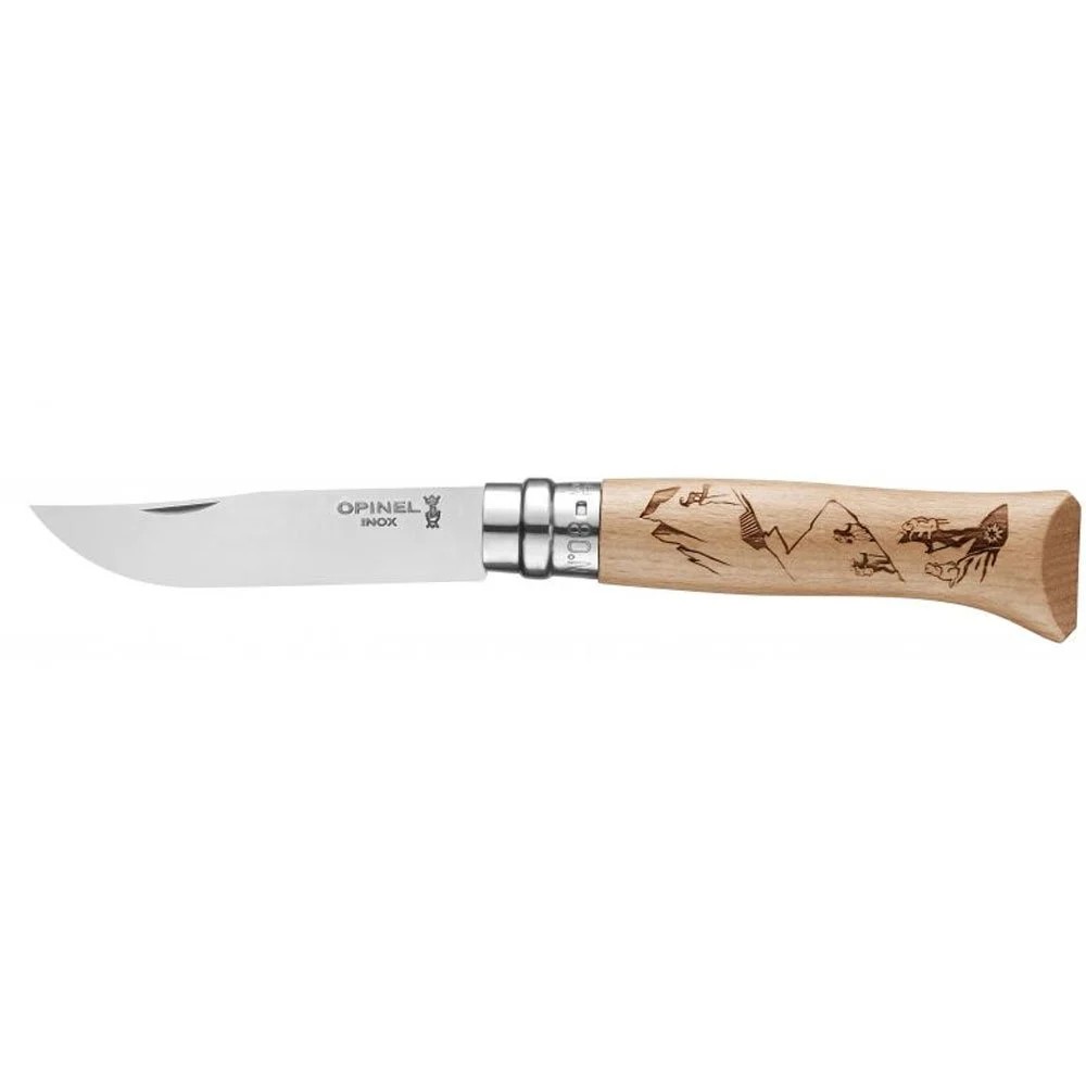 Opinel Inox No 08 Alpine Macera Yürüyüş Desenli Paslanmaz Çelik Çakı