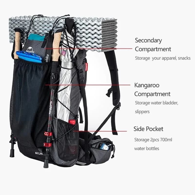 Naturehike Rock 60+5 Lt Trekking Sırt Çantası - Black — 8