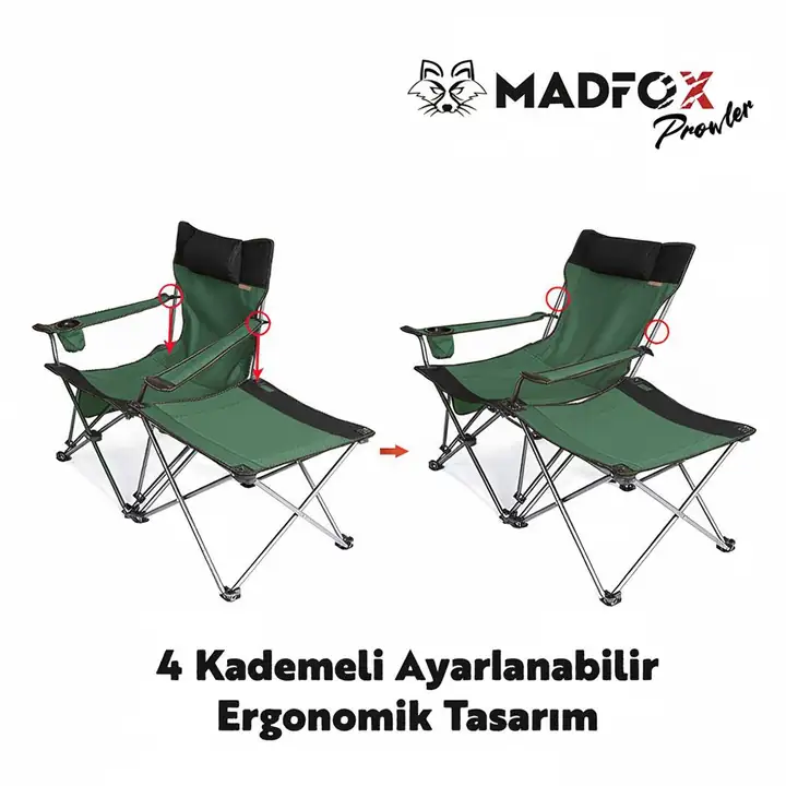 Madfox Prowler 3 Kademeli Yatabilen Kamp Sandalyesi — 6