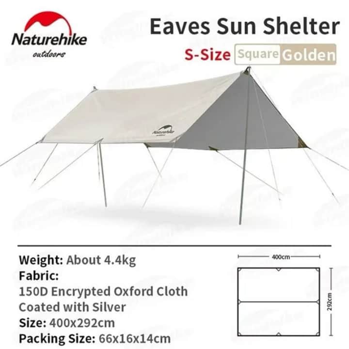 Naturehike Square Glamping 3x4 mt Tarp [Güneş ve Rüzgar Koruma Tentesi] Quicksand Gold — 4
