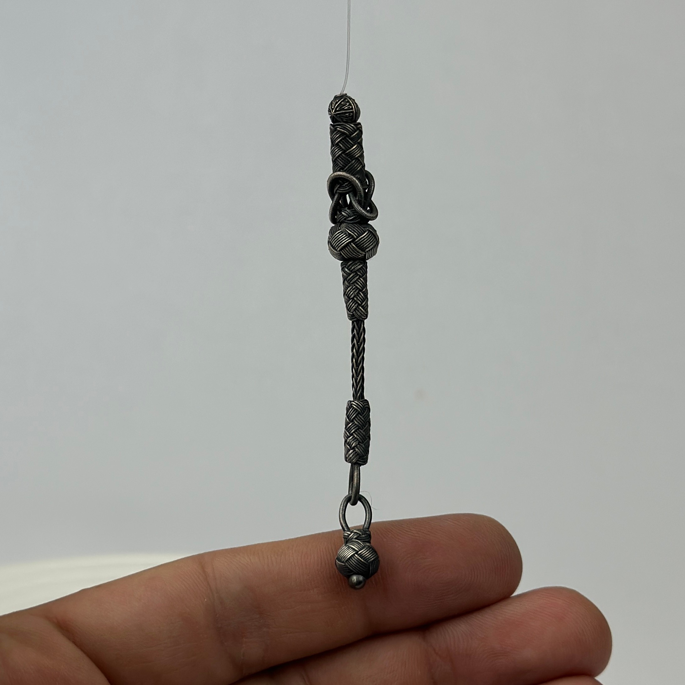 Eskitme Renk 1000 Ayar Gümüş Tekli Mini Top Kazaz Püskül
