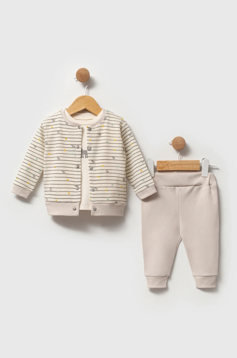 MELİSA BEBE ERKEK 3-6-9-12 AY ZEBRALI 3LÜ TAKIM