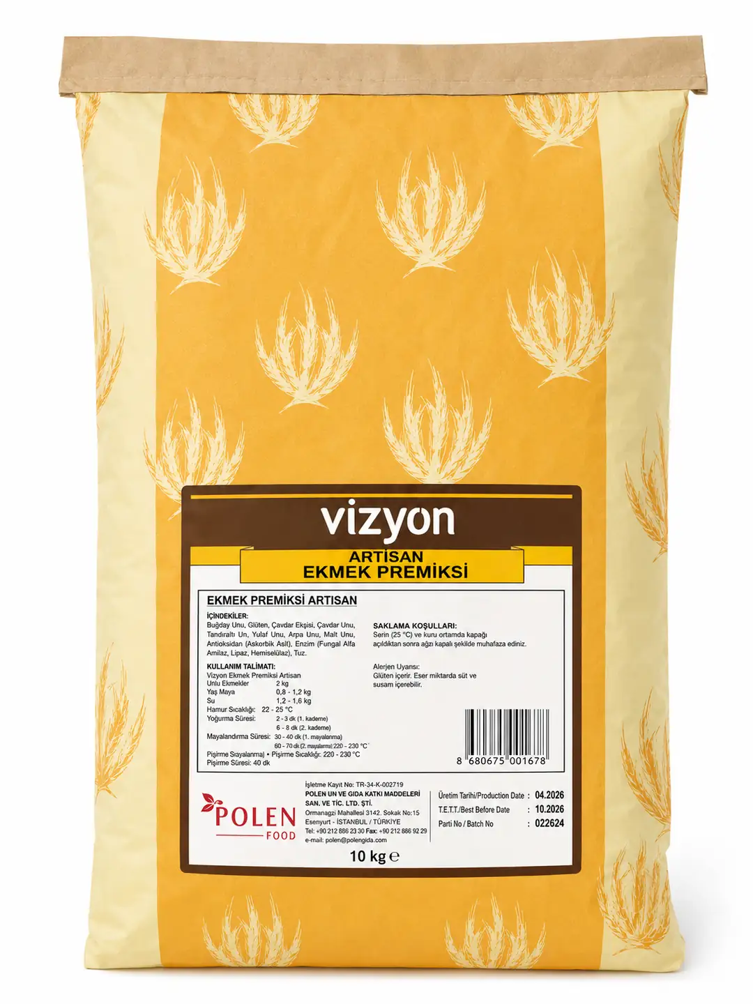 Vizyon Ekmek Premiksi Artısan 10 KG l Profesyonel Ekmek Karışımı