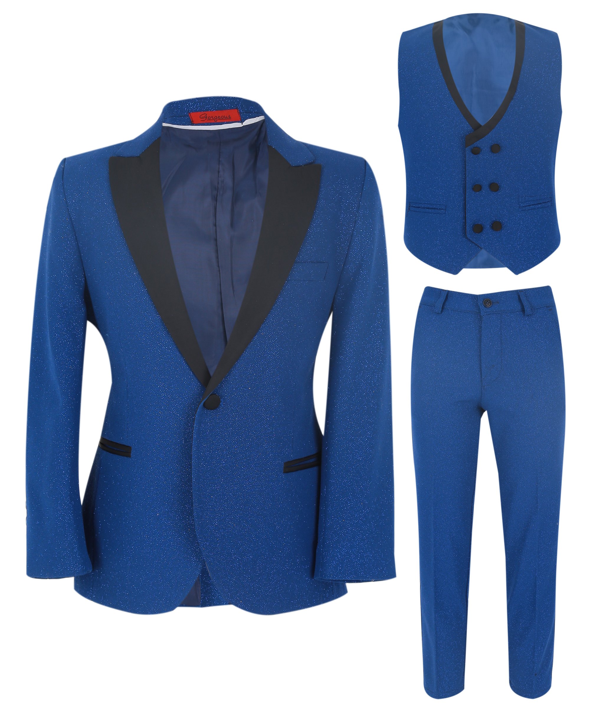 Boys Glittery Slim Fit Tuxedo Dinner Suit