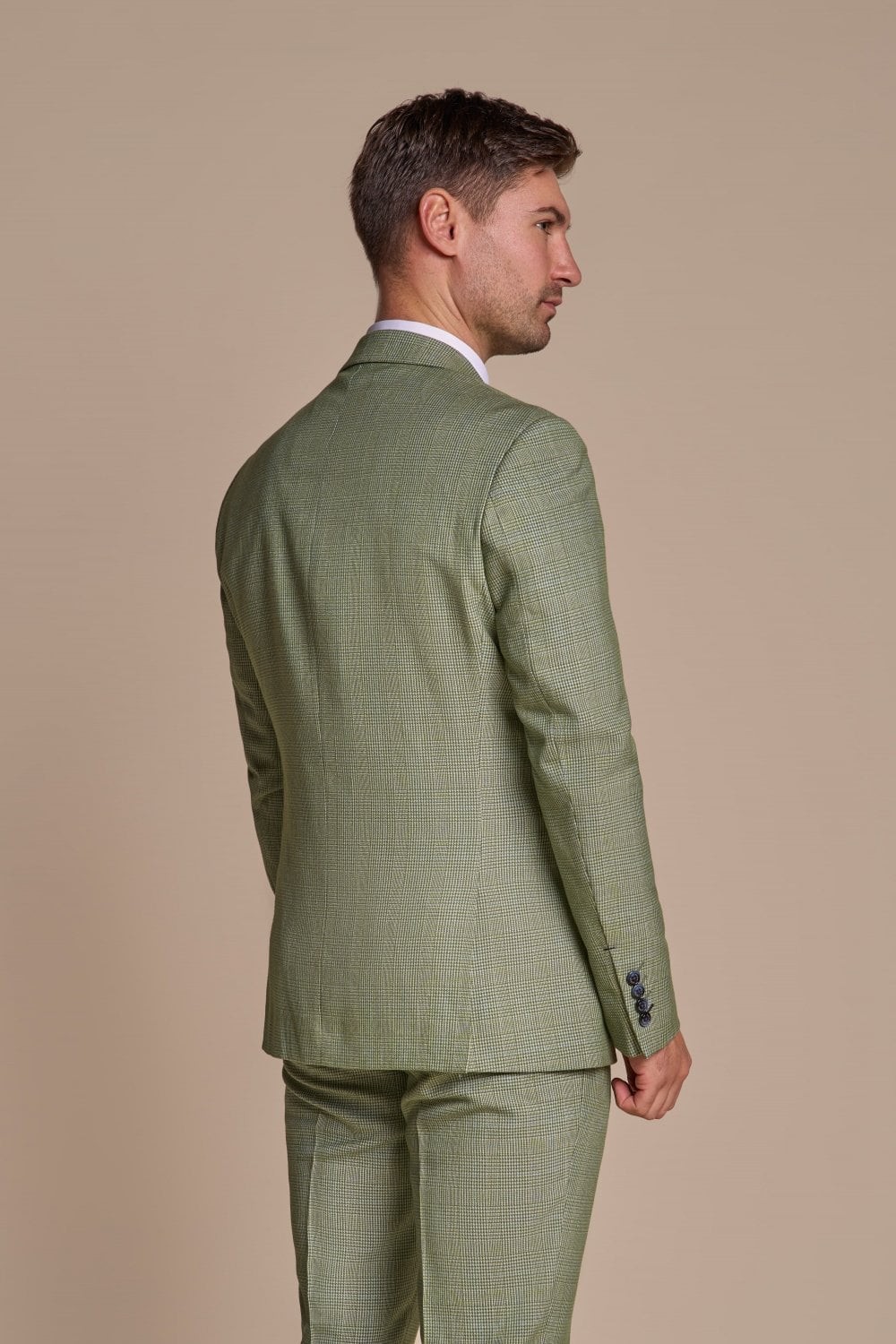 Men's Slim Fit Tweed Check Suit - CARIDI SAGE