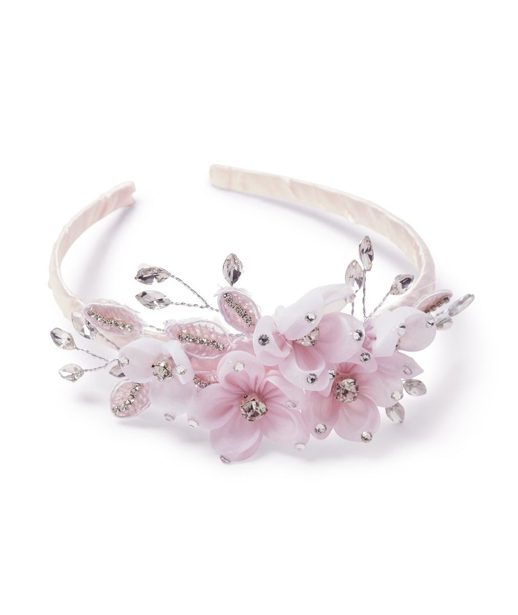 Elegant Girls Floral Crystal Headband - CHB002 - Pink