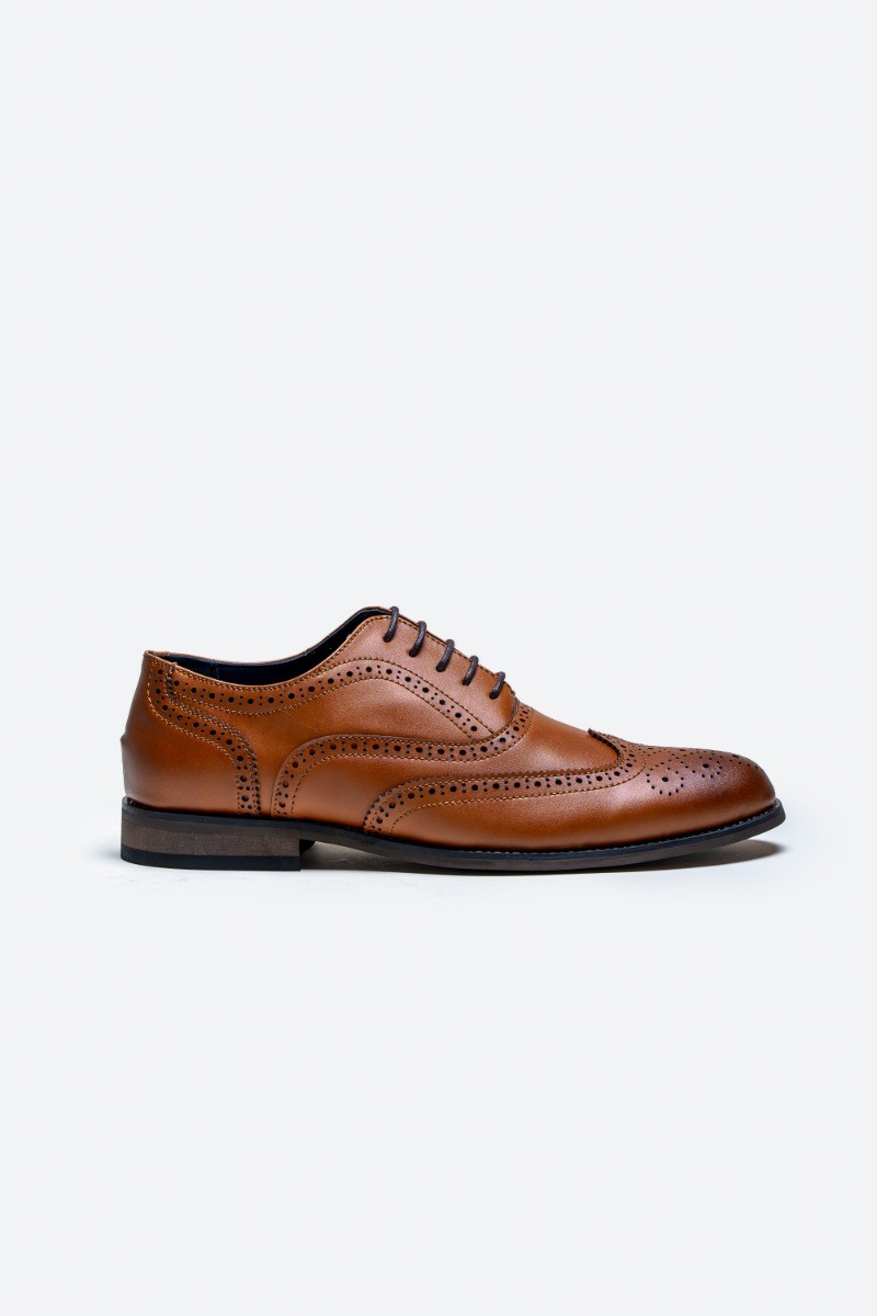 Men's Oxford Brogue Shoes - CLARK - Tan Brown